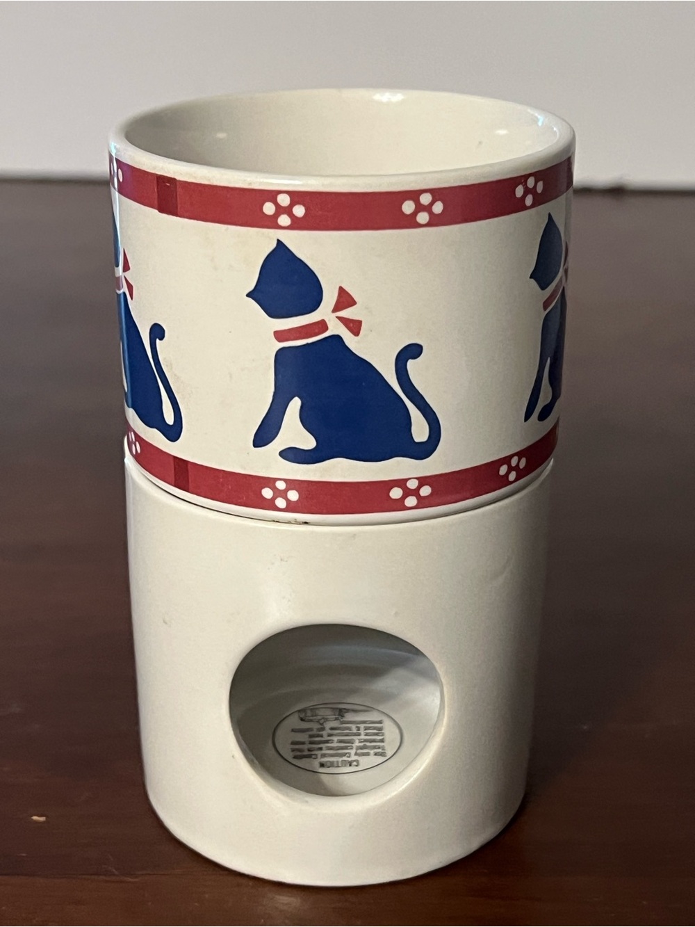 Vintage White Porcelain Cat Candle Warmer